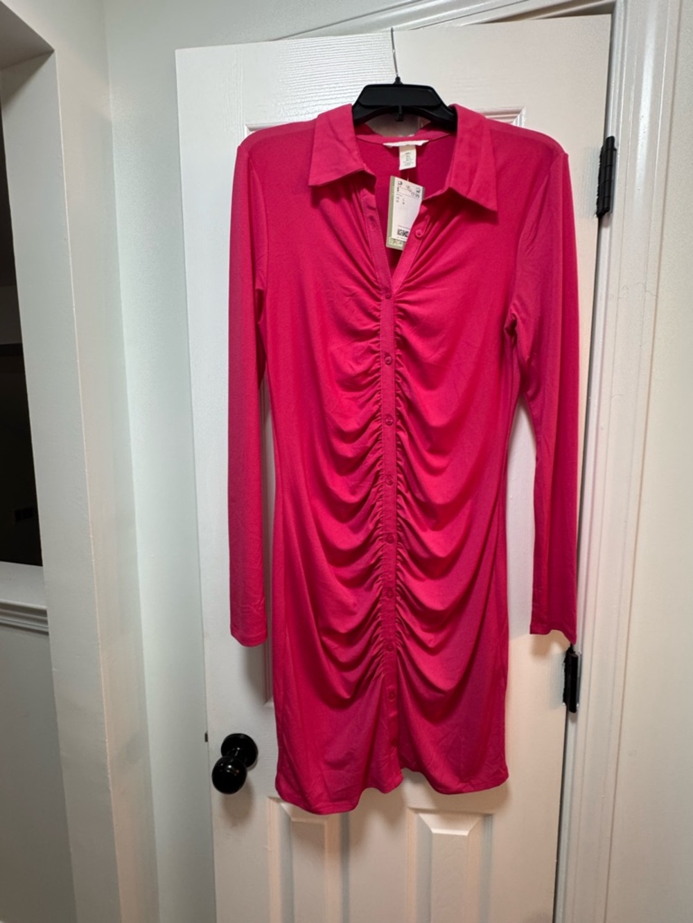 H and M - Button Front Dress in Fuchsia Pink